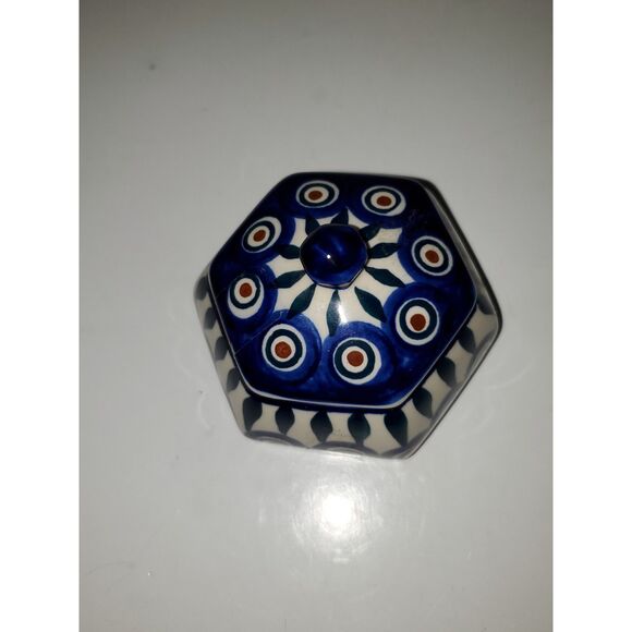 A Boleslawcu Polish Hand Made Ceramic Pottery Trinket Dish Home Decor Signed - Picture 9 of 9